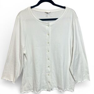 Riley & Rae White Ribbed Cardigan Top XL Button Front Cropped